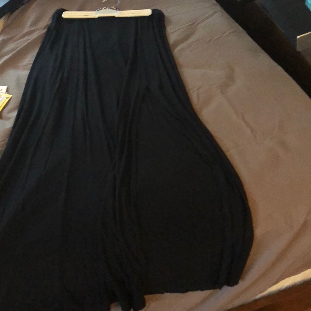 Long black skirt with slits up each side